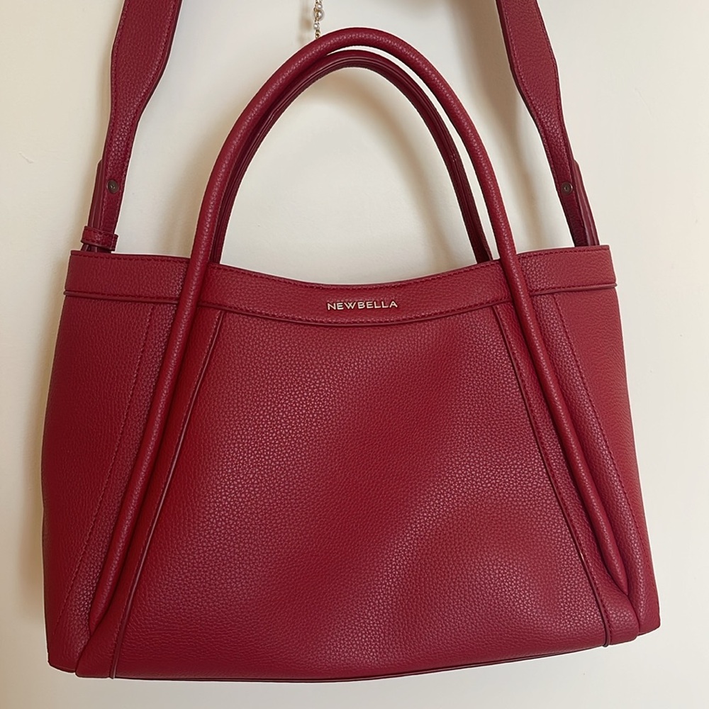 Red NEWBELLA Vegan Leather Tote Bag Shoulder Bag Handbag with Matching Purse - Picture 8 of 11